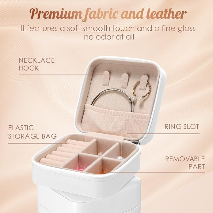 Junkin 8 Pcs Jewelry Travel Case Bulk, Small Jewelry Box Bridesmaid Gifts Jewelrys Box for Women, Portable PU Leather Jewelrys Case Organizer Storage for Rings Earrings Necklaces, 4 Colors - Image 4