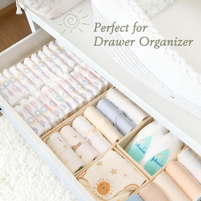 Criusia Drawer Organizer 18-Piece Set, Dresser Organizer for Baby Clothes, Foldable Closet Storage & Drawer Dividers for Underwear, Socks, Nursery (Beige) - Image 5