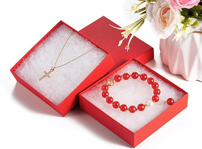 GEFTOL Jewelry Gift Boxes 96 Pack 3.5x3.5x1 Inch Cardboard Jewelry Boxes,Small Gift Boxes for Jewelry Earrings Necklaces Handmade Bangles Bracelets(Red) - Image 4