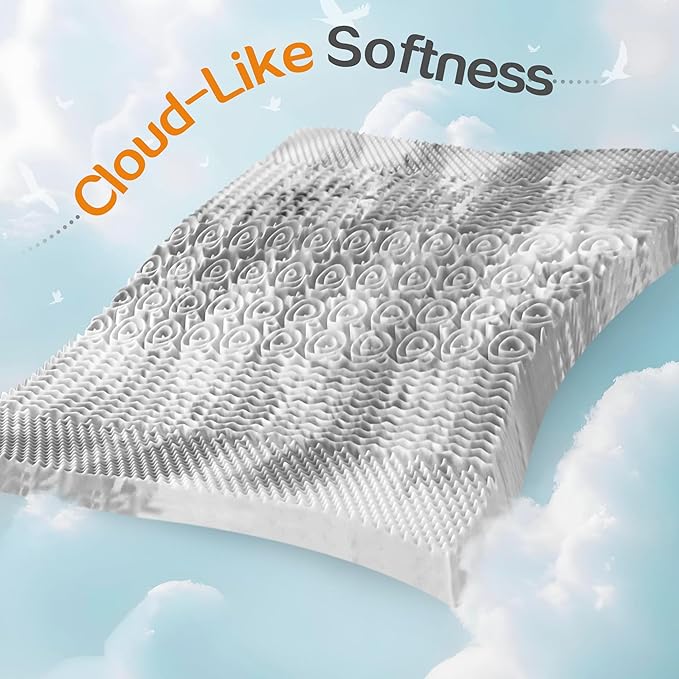 SINWEEK 1.5 Inch Mattress Topper 5-Zone Memory Foam Mattress Topper Pressure Relieve Soft Mattress Pad, CertiPUR-US Certified, King Size, Gray