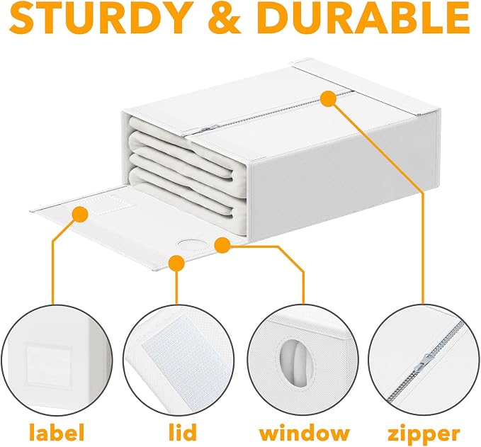 SpaceAid 6 Pack Bed Sheet Organizers and Storage, Foldable Sheet Organizer with Window for Linen Closet, Set Folder Keeper for Queen & King Size Bedding Storage (White) - Image 6