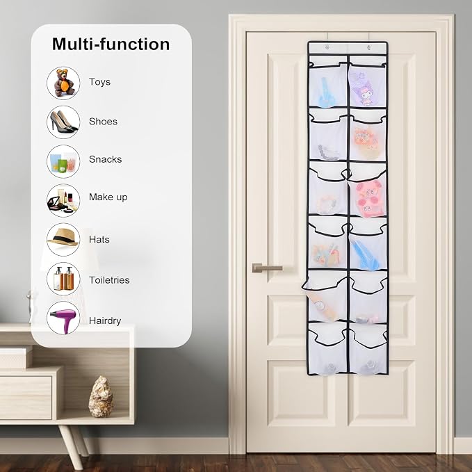 GOMAJI 12 Large Pockets Over Door Hanging Shoe Organizer, White - Image 4