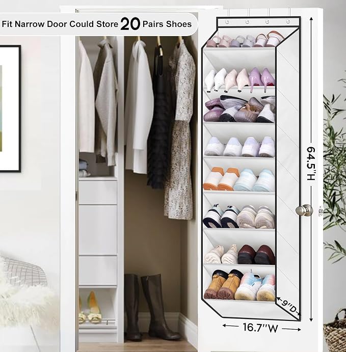 SLEEPING LAMB Over The Door Shoe Organizer for Closet, Kids Sneaker Storage for Hanging Shoe Rack for Door with Large Deep Pockets for Toddler, Girl, Baby Room Decor, White - Image 2