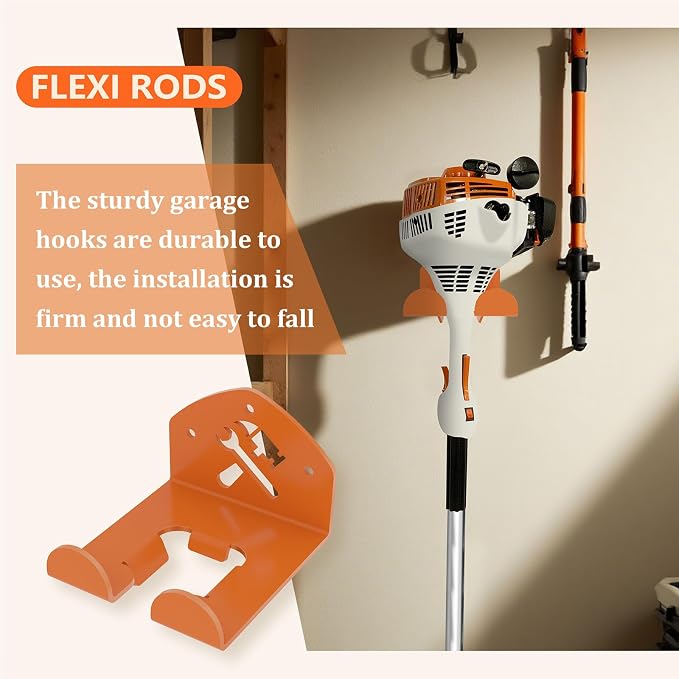 FLEXI RODS Garage Organization Storage Trimmer Rack Garden Power Tool Hanger for Grass Trimmer, Hedge Trimmer, Heavy Duty Weed Wacker Hook Tool Organizer, 1 Pack - Image 5