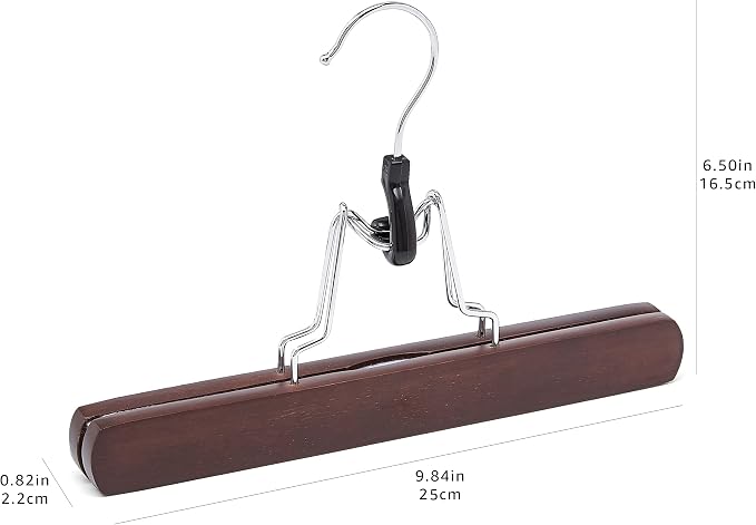 Amazon Basics Wooden Pants Hangers Closet Organizer, Cherry, 10-Pack - Image 3
