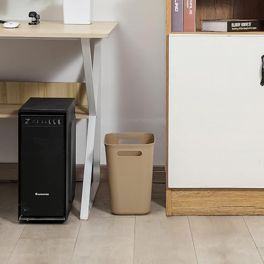 UUJOLY Plastic Small Trash Can Wastebasket, Garbage Container Basket for Bathrooms, Laundry Room, Kitchens, Offices, Kids Rooms, Dorms, 3.5 Gallon, Khaki - Image 5