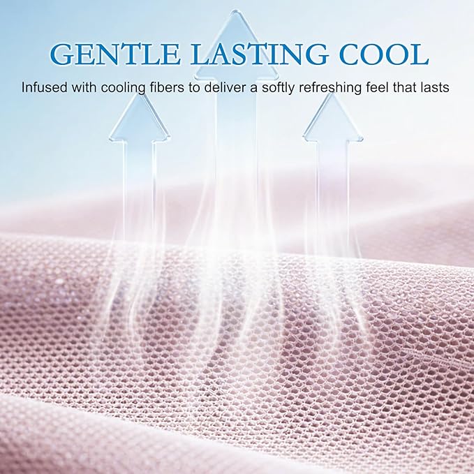 YOUR MOON Queen Size Cooling Mattress Pad for Hot Sleepers - Soft Breathable Noiseless Bed Pad Cover Mattress Cover, 8"-16" Deep Pocket - Enhanced Cooling Technology for Restful Sleep, Pink