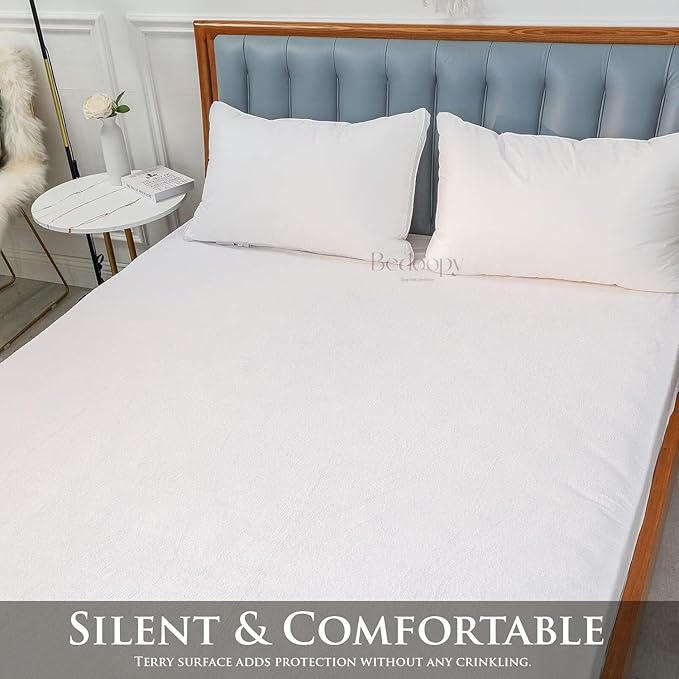 35X72 Cot Bed Waterproof Mattress Protector Pad Cover RV Bunk & Truck Sleeper Soft Terry Cotton White Luxury RV Mattress Protector 10" Inch Deep Pocket Easy Care