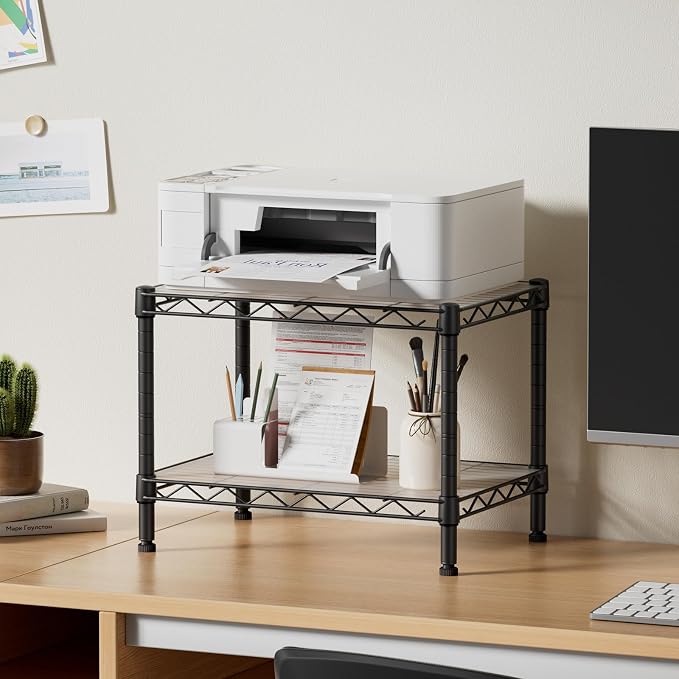 SINGAYE 2 Small Shelves Kitchen Storage Shelf Wire Shelving Unit Metal Shelf Adjustable Organizers Storage Shelving for Office Pantry Black 12" D X 18" W X 12" H - Image 8