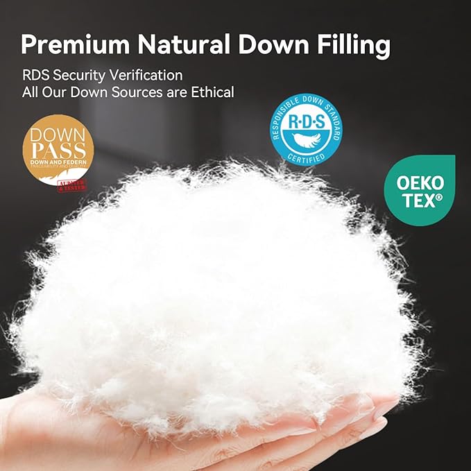 L LOVSOUL Organic 75% Down Fiber Comforter Alaska King Size,850+FP,1200TC,Extra Fluffy,Hotel Style,Luxury Ultra Soft All Season White Duvet Insert with 8 Corner Tabs