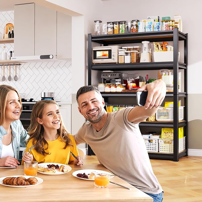 71''H 35.4''W Storage Shelves,2500LBS Garage Shelving ,Adjustable Garage Shelves ,Heavy Duty Metal Shelving, 5 Tier Wood Utility Steel Shelf, Shelving Units and Storage Rack fo Kitchen Pantry Laundry - Image 9