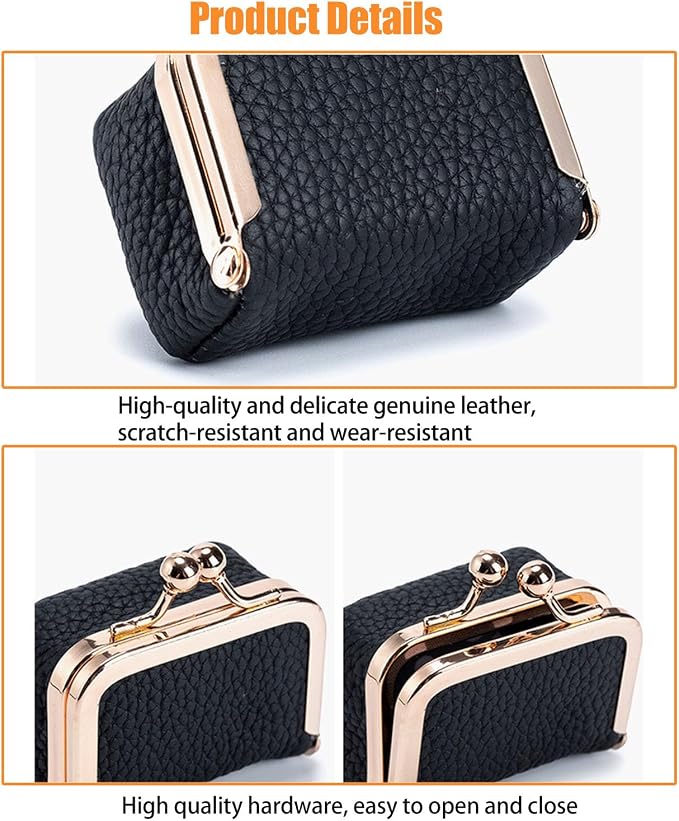 DOMELIFE Genuine travel jewelry case - Vintage Kiss Lock Jewelry Box for Women, Portable Mini Coin Purse Gift with Antique Brass Clasp for Rings and Earrings Necklac (2, PINK) - Image 3