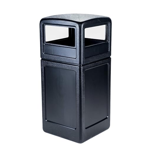 Commercial Zone-73290199 PolyTec 42 Gallon Square Waste Container with Dome Lid Color: Black by CommercialZone