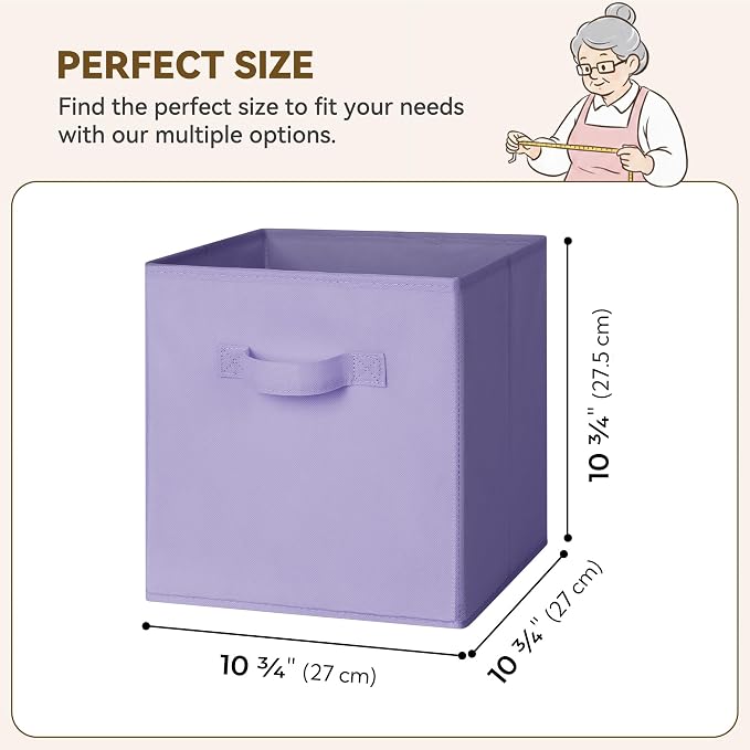 GRANNY SAYS Cube Storage Bins, 11 Inch Cube Storage Organizer, Fabric Collapsible Storage Bins, Storage Cubes for Shelves, Closet, Lavender Purple, 8-Pack - Image 6