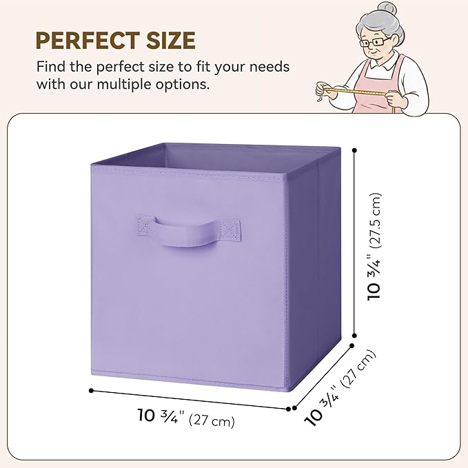 GRANNY SAYS Cube Storage Bins, 11 Inch Cube Storage Organizer, Fabric Storage Bins, Storage Cubes for Shelves, Closet, Purple Gradient, 8-Pack - Image 6