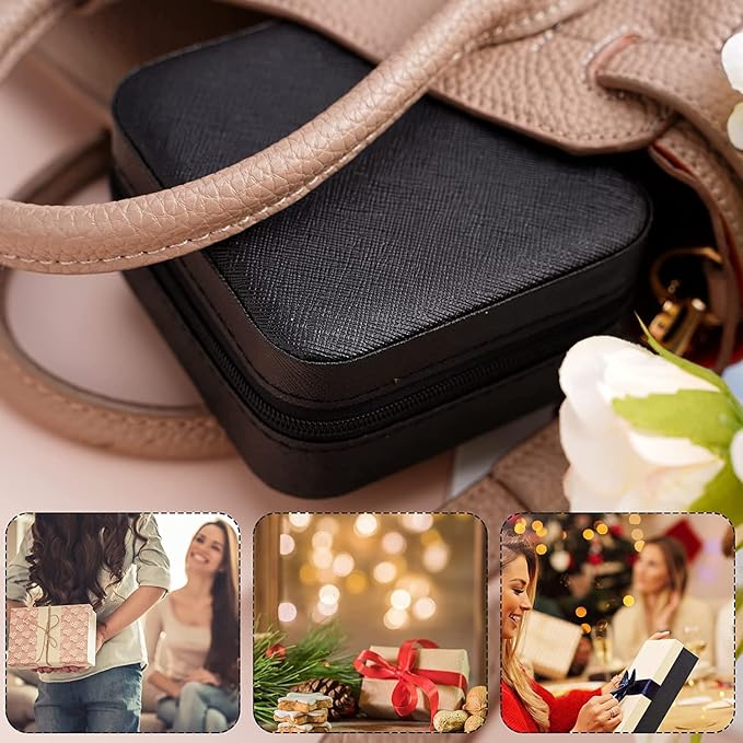 Neveika Portable Travel Mini Jewelry Box Leather Jewellery Ring Organizer Case Storage Gift Box Girls Women (4 colorx1). - Image 4