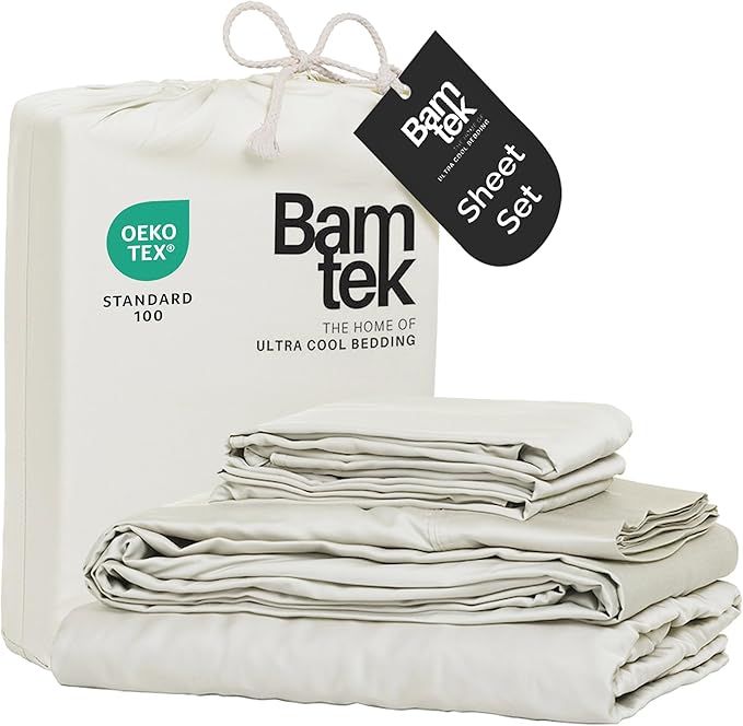 Viscose Bamboo Sheets King Size 4PC Set - Cooling Sheets for Hot Sleepers with Moisture Wicking Technology - Silky Soft 18 Inch Deep Pocket - Ivory 76"x 80"