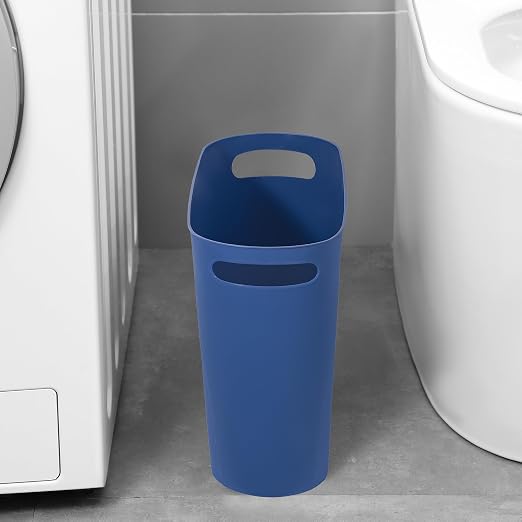rejomiik Small Trash Can, 3.5 Gallon Slim Garbage Can Plastic Waste Basket with Handles Container Bin for Narrow Spaces Bathroom, Bedroom, Kitchen, Office at Home, Blue - Image 3