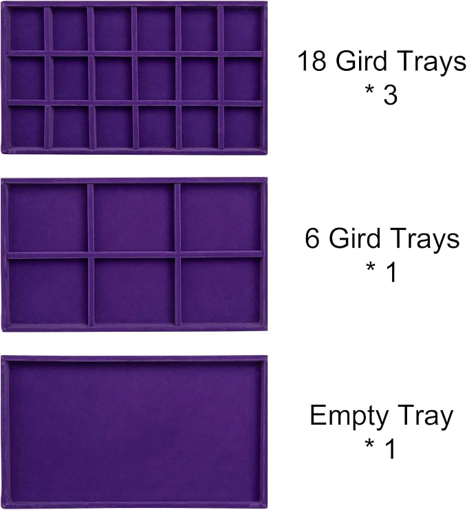 Frebeauty Acrylic Jewelry Organizer Earring Organizer Box with 5 Drawers Earring Holder Organizer with Velvet Trays Clear Jewelry Box for Women Earring Display for Rings Studs(Purple) - Image 3