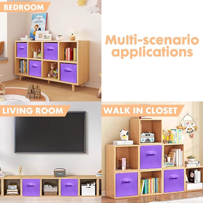 ShellKingdom Storage Bins, Foldable Fabric Storage Cubes And Cloth Storage Organizer Drawer For Closet And Toys, 6 Pack (Violet) - Image 5
