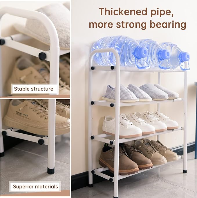 Gonfoam 4-Tier Expandable Shoe Rack,Adjustable Shoe Shelf Storage Organizer Heavy Duty Metal Free Standing Shoe Rack for Entryway Closet Doorway (White) - Image 5