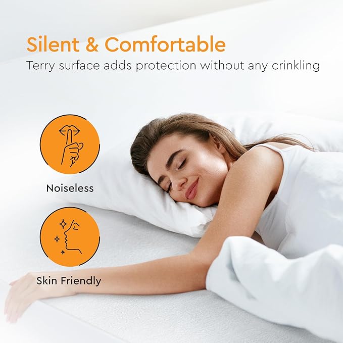 Sleep Mantra Waterproof Mattress Protector - Terry - Breathable, Noiseless & Hypoallergenic Bed Cover - Deep Pocket Fitted Sheet Style (California King)