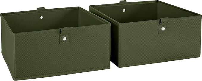 RiverRidge Kids 2pc Folding Storage Bins Set - 10.5” Bin Organizer with Handles - Olive Closet Organizer and Storage for Toys, Games, Shoes - Foldable Cube Storage Organizer Bins for Playroom, Nursery by RiverRidgeHome