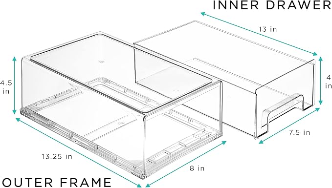 Sorbus Medium Clear Stackable Storage Drawers – 6-Pack Plastic Organizer Bins with Handles – Stackable Pull-Out Storage Drawers for Closet, Pantry, Office, Bathroom, Craft, and Toy Organization - Image 3