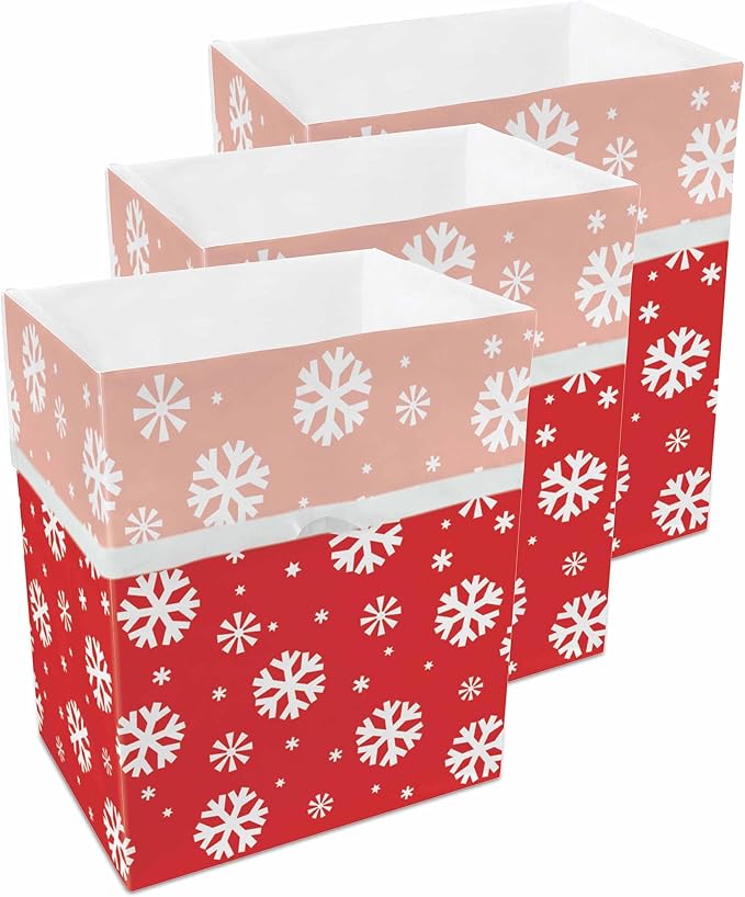 Clean Cubes 13 Gallon Disposable Pop-Up Trash Cans (3-Pack) with Fitted Bags – Foldable Garbage & Recycling Bins for Parties, Events & Kitchen (Snowflake, 17" H x 13.5" W x 10" D) by CleanCubes