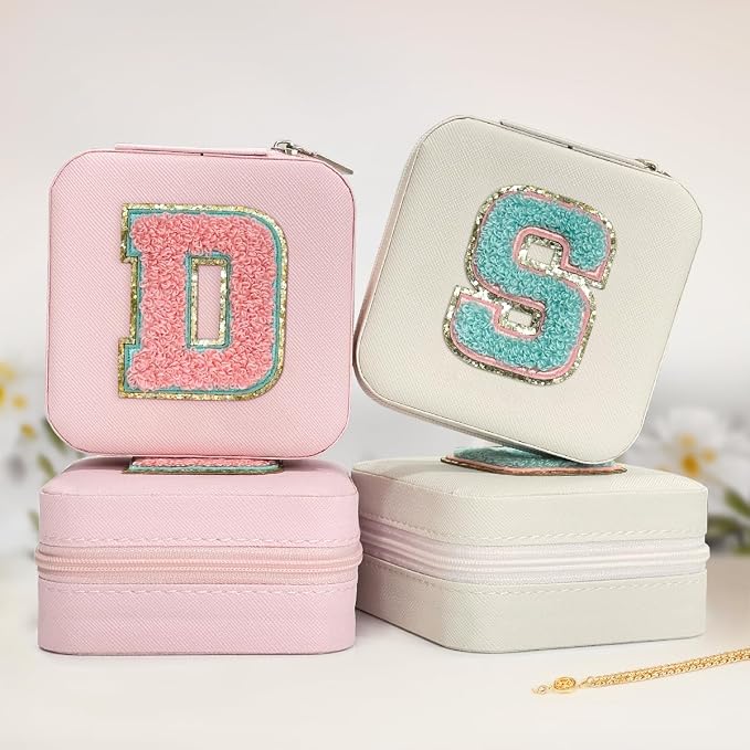 SANDJEST Personalized Jewelry Box, Pink Travel Jewelry Box with Initial D, Small Monogrammed Jewelry Case Organizer for Girls Women Teen Kids, Mini Travel Essentials Gifts for Birthday Christmas - Image 4