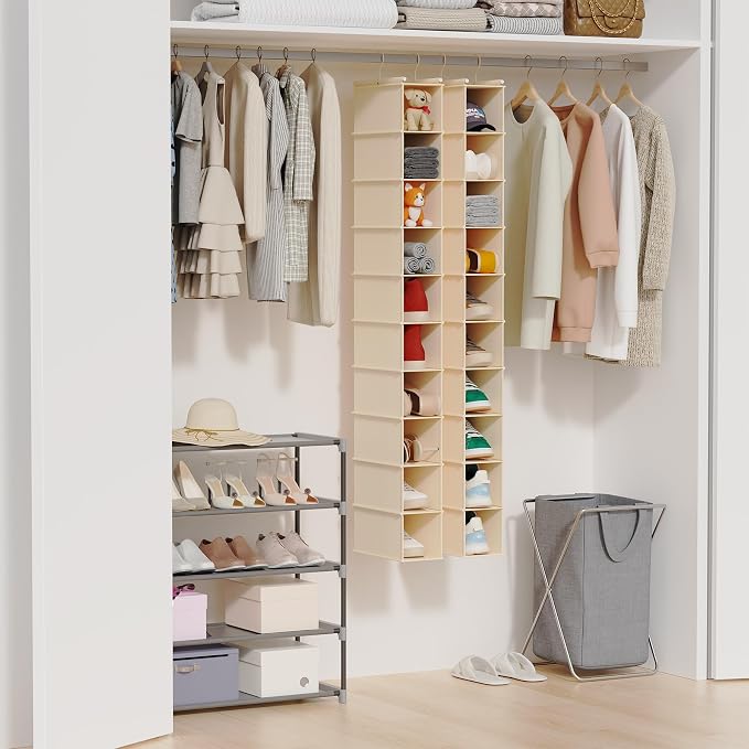 MAX Houser 10-Shelf Hanging Shoe Shelf Organizer, Hanging Shoe Storage for Closet (Beige) - Image 2