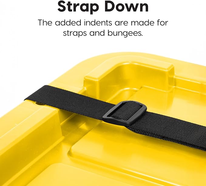 IRIS USA 4-Pack 27 Gallon Storage Bins with Lids |Made in USA| Heavy Duty Plastic Tote Containers for Truckbed Tool Box Organization, Large - Black/Yellow - Image 6