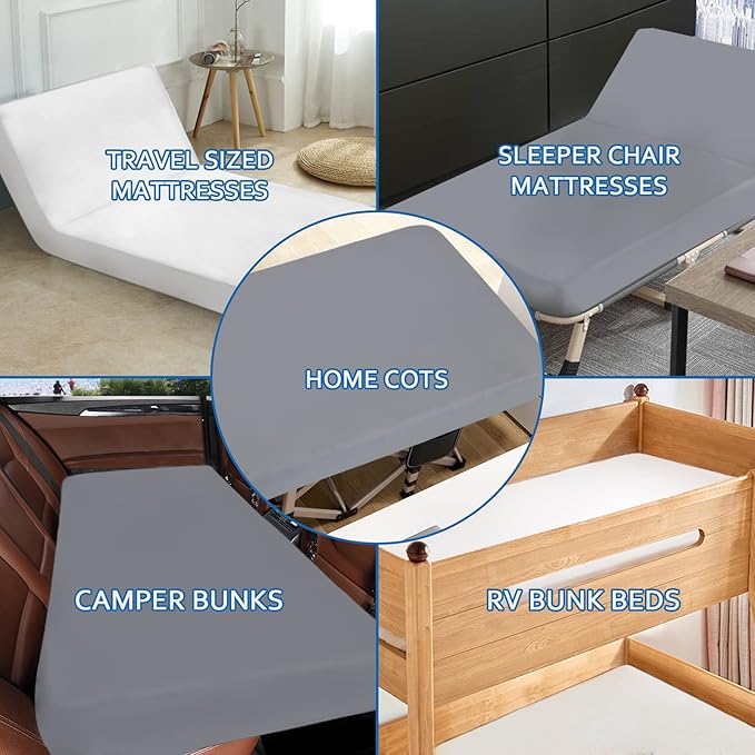 Cot Mattress Pad Protector Waterproof, Quilted Cot Size Mattress Cover 30" X 75" X 10" Fitted for Narrow Twin/Camp Bunk/Rvs Bunk/Guest Beds, Deep Pocket Mattress Topper, Navy (Cover Only)
