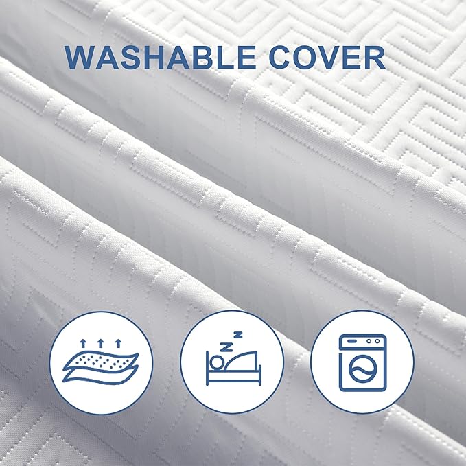 2 Inch Memory Foam Mattress Topper Queen, Memory Foam Pad with Removable & Washable Cover, Bed Topper for Back Pain, Non-Slip Ventilated Design, Queen Size