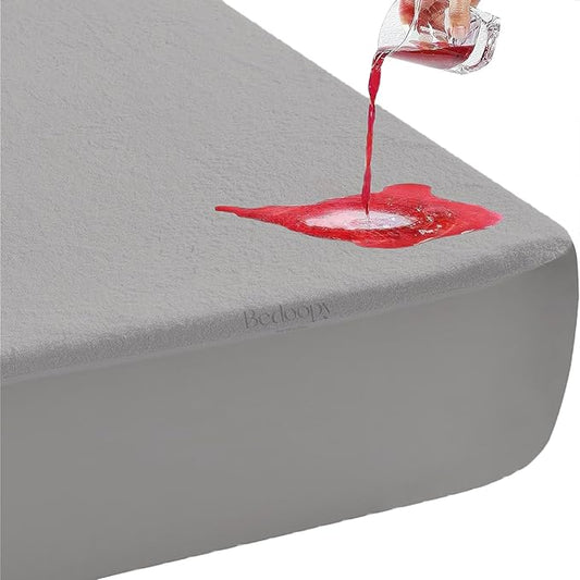 30X76 Cot Bed Waterproof Mattress Protector Pad Cover RV Bunk & Truck Sleeper Soft Terry Cotton Light Grey Luxury RV Mattress Protector 6" Inch Deep Pocket Easy Care