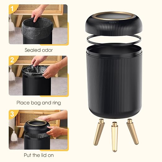 Bathroom Trash Can Automatic Touchless，3 Gallon Smart Motion Sensor Trash Bin with Lid，Plastic Black Garbage Can Wastebaskets with Removable Legs for Kitchen, Office, Toilet, Bedroom - Image 5
