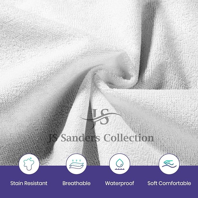 Flex Head King Waterproof Mattress Protector for Sleep Number Adjustable Beds, 100% Terry Cotton, Fitted Style 36" Half Split Mattress Cover, Fits Upto 18 Inch Deep Pocket, 78" x 80, White
