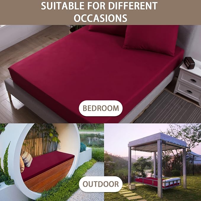 Mecerock Mattress Protector, Breathable and Soft Waterproof Mattress Protector, Mattress Cover, Wine Red Mattress Cover Full Size Bed