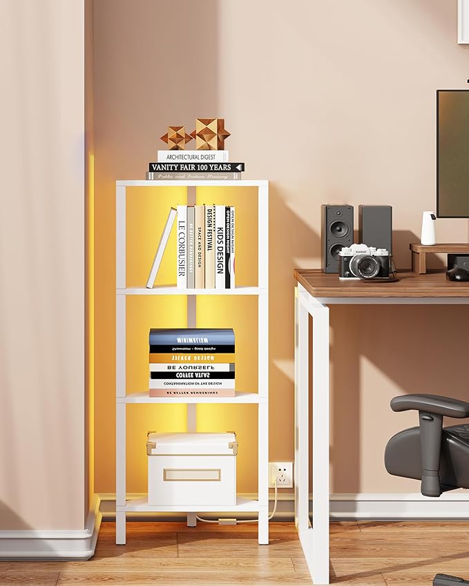 TUTOTAK Corner Shelf, 4-Tier Corner Bookshelf for Small Space, Narrow Display Corner Shelf Stand with Storage Rack, for Living Room, Bedroom, White BS05BW004L - Image 7
