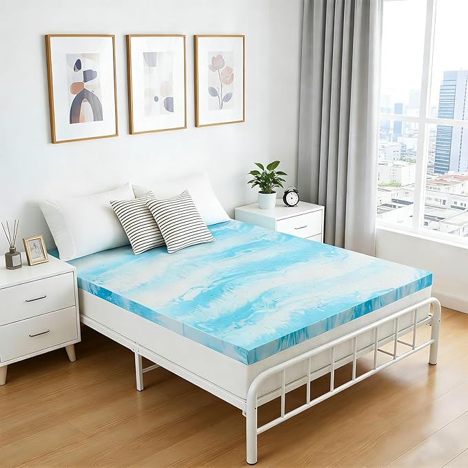 IULULU Cal King Size Mattress Topper, 4 Inch Gel Memory Foam Topper, Plush Comfort & Pressure Relief, CertiPUR-US Certified