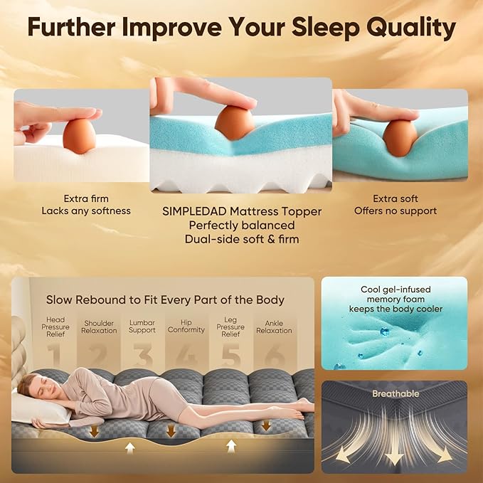 King Mattress Topper, 4.5 Inch Memory Foam Mattress Topper for Back Pain - 2.5" Cooling Memory Foam Soft and Supportive + 2" Pillow Top Mattress Pad Cover, with 8-21" Deep Pocket, Dark Gray