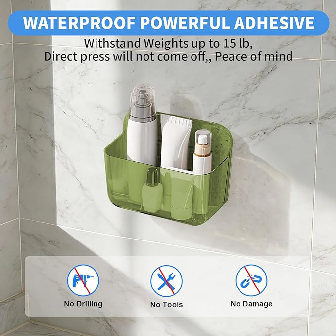 Diesisa 2pc Acrylic Wall Mount Organizer, Adhesive Cabinet Door Organizer,Acrylic Bathroom Shelves for Wall,No Drilling Hang Walls,with Self Adhesive Tape, for Bathroom, Kitchen, Living Room-Green - Image 3