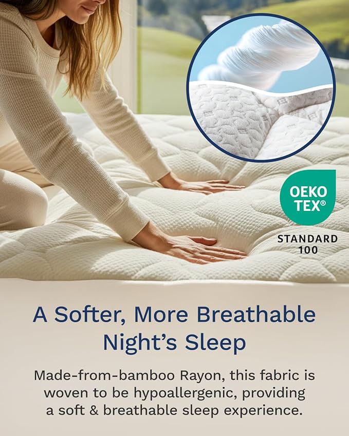 ViscoSoft Full Pillow Top Mattress Topper Pad - Soft Overstuffed Fiberfill Premium Support - Quilted Temperature Smart Viscose from Bamboo - Deep 18" Pocket for Secured Fit