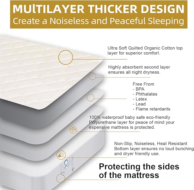 Lofe Organic Cotton Crib Mattress Protector + Organic Buckwheat Pillow