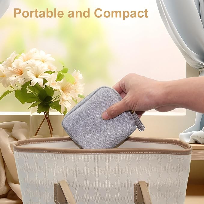 Small Travel Jewelry Case, Mini Jewelry Box, Purse Organizer Pouches for Travel and Everyday Jewelry Organizer Storage (Gray) - Image 3