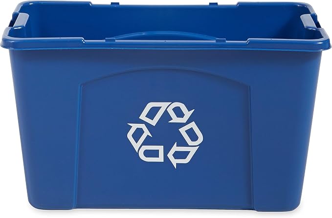 Rubbermaid Commercial Products Stackable Recycling Bin, 18 Gallon, Blue Storage Container, For Garage/Kitchen use for Boxes/Paper Recycle (Pack of 6) - Image 2