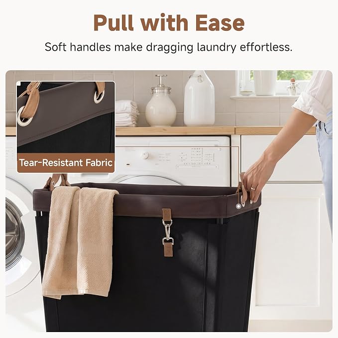 StorageWorks 210L Laundry Basket with Wheels, Extra Large Rolling Hampers for Clothing Organizer, Dirty Clothes Basket for Hotel, Home, Closet, Dorm, Black - Image 5