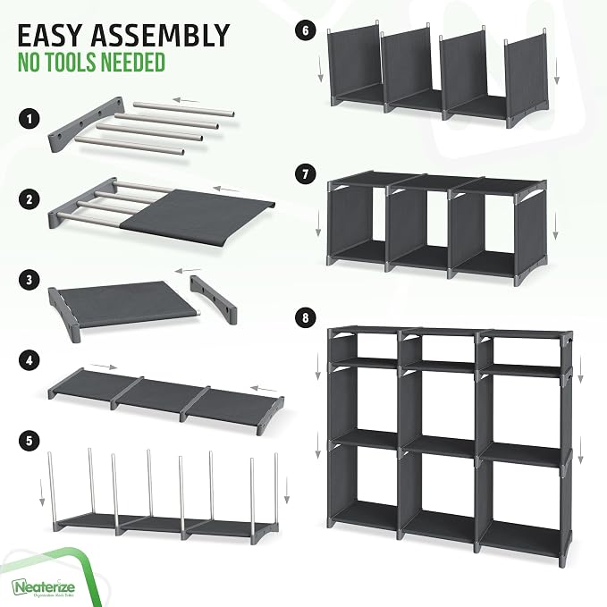 Cube Storage Organizer with Storage Bins Included - The Perfect Closet Organizers and Storage Solution. Includes 9 Storage Cubes, Great For Toy Storage, Closet Storage, Clothes Storage (Dark Grey) - Image 4
