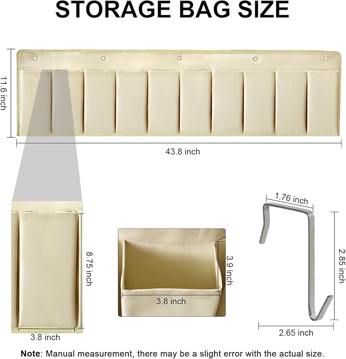 RVZONE RV Shoe Pockets 10 Pockets Heavy Hanging Bedside Storage Organizer with Sturdy Hooks Storage Pockets Hangs on bed for Shoes Toys and Tool Accessories - Image 2