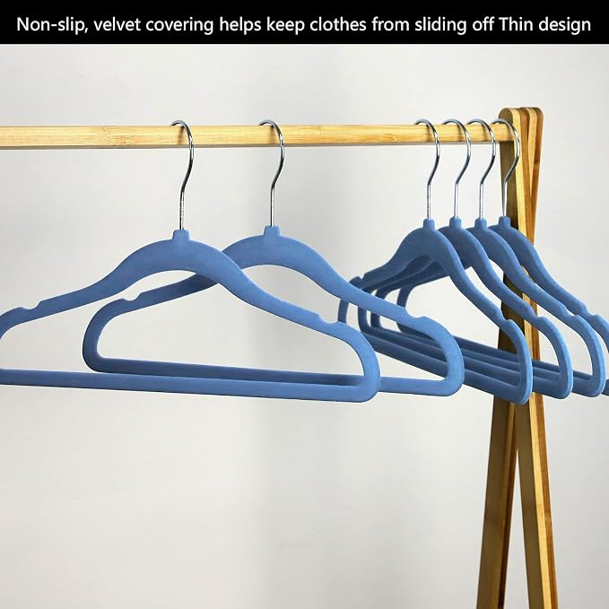 GoodtoU Velvet Baby Hangers for Clothes, Blue Velvet Hangers 50 Pack for Infant, Kids Hanger for Closet - Image 5